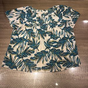 Christopher & Banks Shirt Floral Short Sleeve Top 1X Blue Tropical Blouse